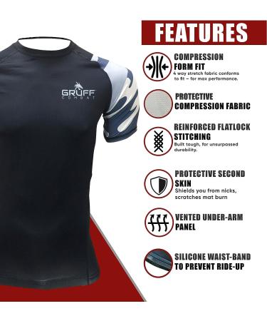 Gruff Combat BJJ Rash Guard | No Gi MMA Jiu Jitsu Shirt | Short Sleeve Fight Wear - X-Large - Buy Online on GoSupps.com