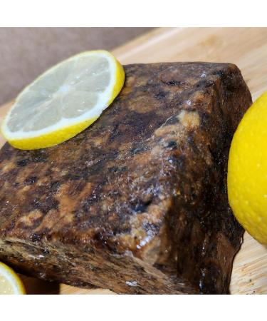 Aroma Depot Lemon Raw African Black Soap 8 oz - 100% Natural Handmade Soap for Acne Eczema Psoriasis & Scar Removal - Best Face & Body Wash - Buy Online on GoSupps.com