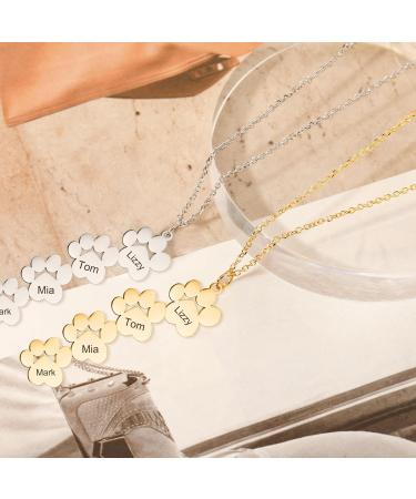 Personalized Paw Print Necklace Engraved Name Necklace Custom Dog Paw Pendant Necklace with 1-4 Names Pet Memorial Jewelry for Pet Lovers Mom Necklace with Kids Names Mothers Day Gift Gold - Buy Online on GoSupps.com