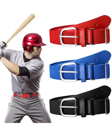 Syhood 3 Pieces Baseball Belt Elastic Softball Belt Adjustable Softball Belt Waist Belt Unisex for Youth and Adult with 1-1/2 Inch Buckle
