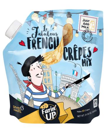 Le Fabulous French Crêpes Mix by Farin’UP, Non-GMO, just add milk - 21.16 oz, Makes 20 Crepes.