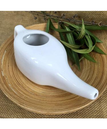 Lead-Free Ceramic Neti Pot 200ml - Nasal Irrigation for Sinus Congestion Relief - Sinusitis Treatment and Nasal Cleansing - Buy Online on GoSupps.com
