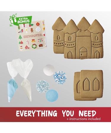 Winter Castle Gingerbread House Kit with Candy, Icing, and Fondant - DIY Gingerbread House Decorating Kit with Holiday Stickers Included - Buy Online on GoSupps.com