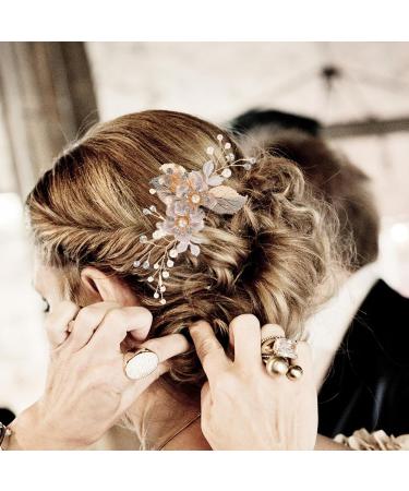 FOMIYES Bridal Hair Comb Flower Wedding Hair Comb Bridal Hair Styling Comb Pearl Bridal Headpiece Golden - Buy Online on GoSupps.com