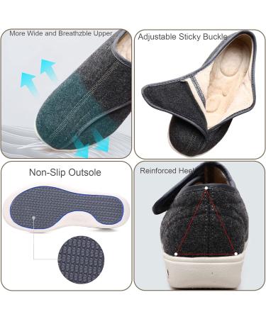 Plush Diabetic Wide Width Sneakers Men/Women - Shock-Absorbing Foot Care Elderly Shoes - Dark Grey Men 5.5/Women 6.5 - Buy Online on GoSupps.com