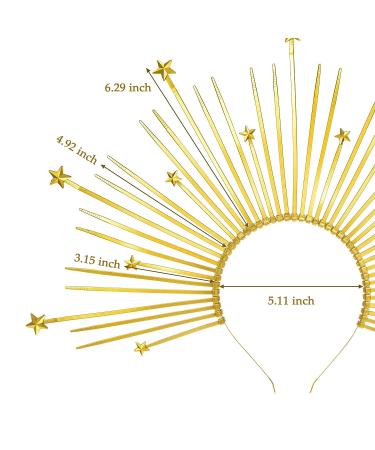 Gold Star Spiked Crown Headpiece - Beyonce Inspired Met Gala Halo for Women - Buy Online on GoSupps.com
