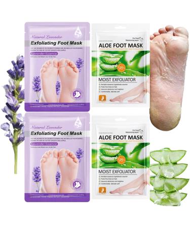 4 Paires Masque Pied Hydratant Masque Pieds Exfoliant et Nourrissant soin des pieds pour Callosit s Crevasses et Pieds Secs et fendill s(2 paires Aloe vera + 2 paires Lavande) 01