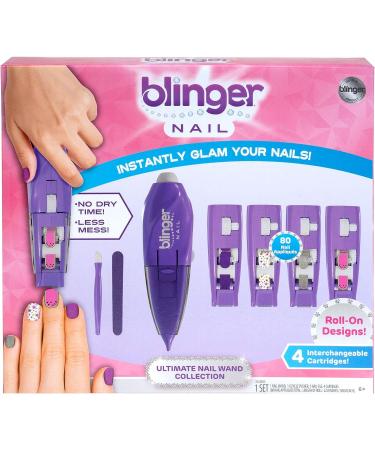 Blinger Ultimate Nail Wand Collection - Purple Sticker Sheets, 1 Step Process, No Drying, Nail Art for School, Parties, Special Occasions - Exclusive - Buy Online on GoSupps.com