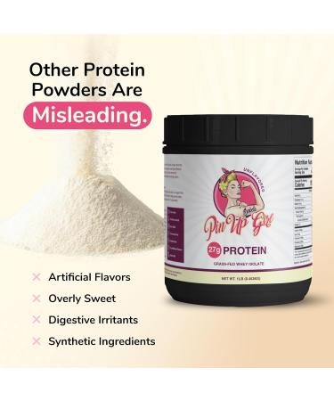 Pin Up Girl Whey Protein Isolate Powder 27g of Protein Per Serving Pure Premium Muscle-Building Whey Protein for Women Fat Free, Low Calorie, Low Carb, No Added Sugar Unflavored Unflavored 1 Pound (Pack of 1) - Buy Online on GoSupps.com