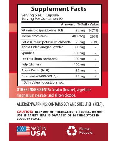 Apple Cider Vinegar Brain Booster - 90 Capsules - with Kelp, Spirulina & Lecithin - Natural Cognitive Support - Buy Online on GoSupps.com