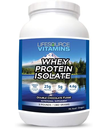 LifeSource Vitamins 3 lb - US Dairy Cows Grass Fed Whey Protein Isolate - Double Chocolate Fudge sweetened w/Stevia - 3 lb Powder - Buy Online on GoSupps.com