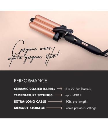 3 Barrel Deep Hair Waver - Combat Frizz & Add Shine for Beachy Waves | Ceramic Curler with Adjustable Temperature | Create Stunning Wave Styles - Buy Online on GoSupps.com