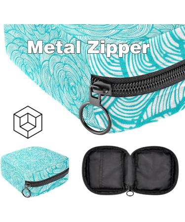 Stylish Turquoise Menstruation Pad Bag with Zipper | Women's Napkin & Tampon Holder | Floral Design For Girls - Buy Online on GoSupps.com