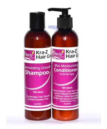 Nzuri Kra-Z Hair Gro Stimulating Growth Shampoo - 8oz & Conditioner - 8oz Combo Kit