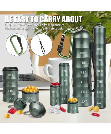 Outdoor Sealed Travel Pill Box Set - Waterproof Stackable 14-Day Organiser for Vitamins Fish Oil & More | Aluminium Pill Holder - Buy Online on GoSupps.com