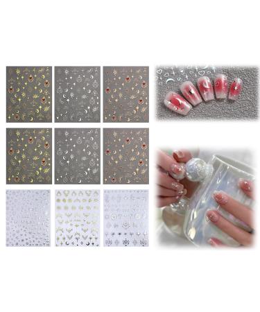 PLATEYTR 18 Sheets Aurora Nail Art Stickers Decals Self Adhesive Holographic Star Heart Nail Supplies Nail Designs Decorative Accessories Nail Stickers and Decals Gel Nail Stickers