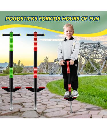 Meooeck 2 Pcs Bounce Pogo Stick for Kids Age 5 and Up | Foam Jolt Pogo Jumper for Body Balance Exercise | Green and Red - Buy Online on GoSupps.com