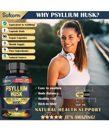 Satoomi Psyllium Husk Extract Capsules - 3 Month Supply with Apple Pectin, Ginger, Fennel & More - Digestive & Immune Health Support - Buy Online on GoSupps.com