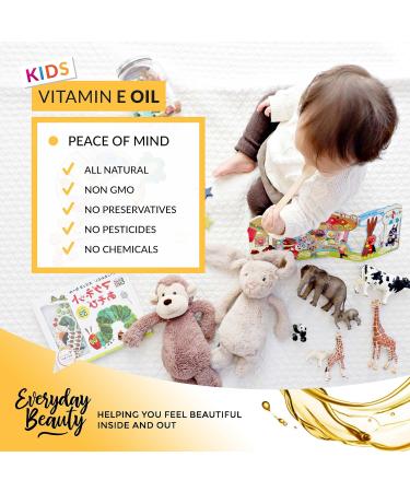 Organic Vitamin E Oil - Nourishing Baby Massage Oil for Dry Skin | Fragrance Free & All Natural | Lightweight Unscented Blend | 1 fl oz Glass Bottle with Dropper - Buy Online on GoSupps.com