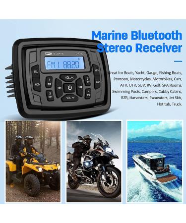 Bluetooth Marine Car Stereo Receiver | Waterproof Digital Audio System | FM/AM Radio Antenna for ATV UTV RV UV | Black - Buy Online on GoSupps.com