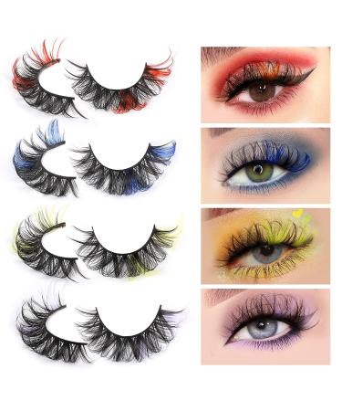 Yawamica Colored Wispy Fluffy Russian Strip Lashes - 8 Pairs (8 Colors) | D Curl False Eyelashes for Colored Lash Extensions - Buy Online on GoSupps.com
