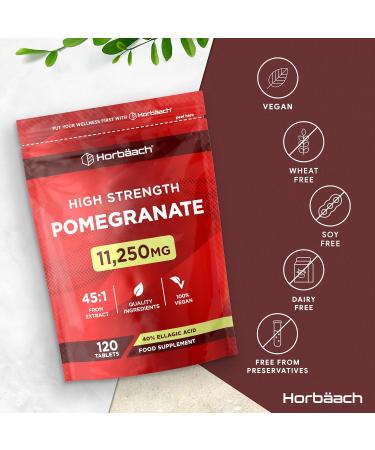 Pomegranate Extract 11250 mg | 120 Capsules (4 Months) | 40% Ellagic Acid | Pomegranate Dietary Supplement | Pomegranate Extract Supplement | by Horbaach - Buy Online on GoSupps.com
