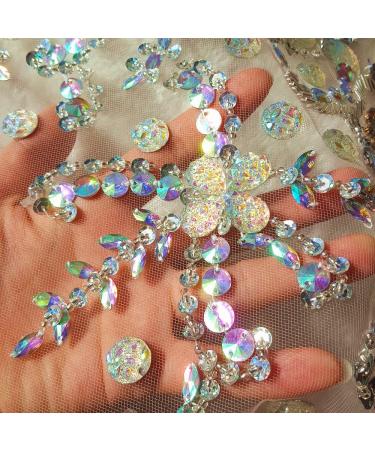 Noble Handmade Crystal AB Beaded Bridal Applique Patch - DIY Wedding Dress Trim 38x56cm - Buy Online on GoSupps.com