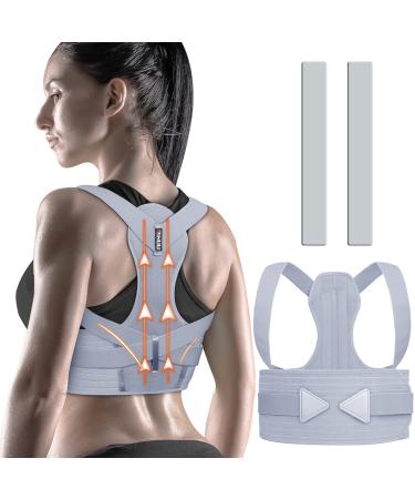 ZINUU Posture Corrector for Women Men Upper Back Brace Lower Back Support Belt Adjustable Shoulder Support Lumbar Belt Back Pain Relief For Father Mother Gifts- Waist 70-130 cm Grey - Buy Online on GoSupps.com