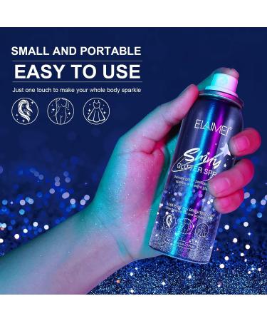 Shiny Body Glitter Spray - Waterproof Long-Lasting Silver Highlight Powder for Skin, Face, Hair, Clothing - Stage Makeup and Festival Rave - 2.11oz/60ml - Buy Online on GoSupps.com