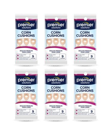 Premier Solutions Corn Cushions for Feet Self-Stick Adhesive Foot Care Cushions to Pad and Protect Corns 9 Count (Pack of 6)