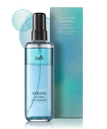 LA'DOR Keratin Hydrating Anti-Frizz Oil Water Perfume Heat Protectant Hair Mist - Leave-In Treatment Spray for Dry Damaged Hair Korean Haircare LADOR 4.4 Fl Oz 1