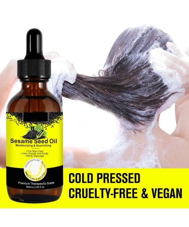 AIQIUSHA Organic Black Sesame Oil - 100% Pure Cold Pressed for Body Hair & Skin | Unrefined 60ML | Anti-Aging & Essential Oil - Buy Online on GoSupps.com