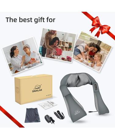 Snailax Shiatsu Neck and Shoulder Massager with Heat - Deep Kneading Electric Massage Pillow for Neck, Back, Shoulder, Foot - Grey - Buy Online on GoSupps.com
