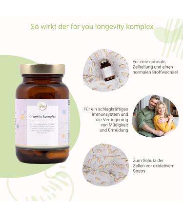  for you for you Longevity Complex 60 Capsules (30 Servings) - Dietary Supplement with 11 Coordinated Longevity Ingredients - With Premium Brand Raw Materials NeuroTeyanin  - Buy Online on GoSupps.com