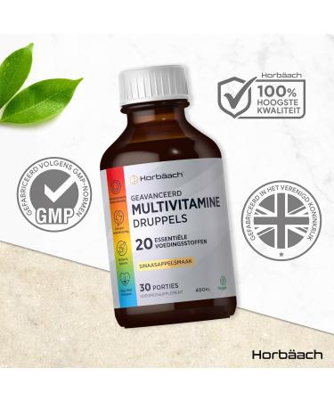 Multivitamin Drops 480ml Vegan Liquid Multivitamin Supplement for Men and Women Horbach - Buy Online on GoSupps.com