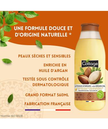 COTTAGE-Douche Huile Extra Nourrissante l'huile d'Argan- Peaux s ches et sensibles97% d'ingr dients d'origine naturelle - Made in France - 560ml (Lot de 2) Argan 560 ml (Lot de 2) - Buy Online on GoSupps.com