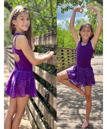Zaclotre Girls Gymnastics Leotard - Criss Cross Strap Shiny Ballet Dance Dress - Dark Purple (6-7 Years) - Buy Online on GoSupps.com