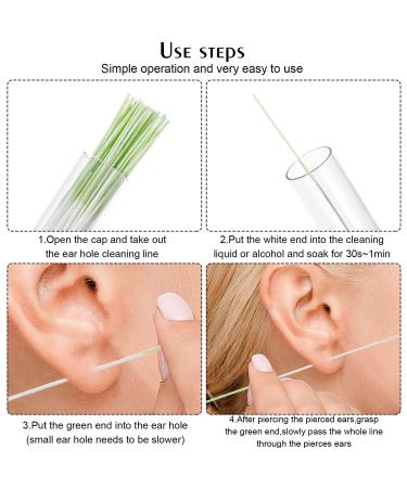360 Pieces Ear Hole Floss Earrings Cleaner - Disposable Piercing Aftercare Tool for Men, Women, Girls - Piercing Cleaning Line in White and Green - Buy Online on GoSupps.com
