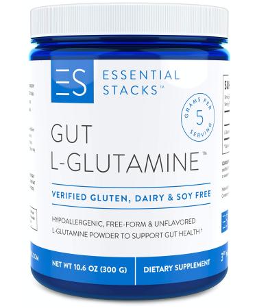 Essential Stacks Gut L-Glutamine Powder - Gluten, Dairy & Soy Free - Made in USA - Pure L Glutamine Powder for Gut Health, Bloating & Leaky Gut - Non-GMO & Vegan Glutamine Supplement