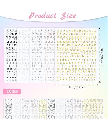 10 Sheets Glitter English Alphabet Nail Decals Letter Nail Art Stickers Small Letter Nail Art Design Stickers Self-Adhesive Letter Nail Stickers for DIY Nail Decoration(5 Colors) - Buy Online on GoSupps.com