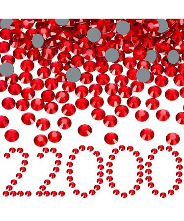 22000 Pcs Crystal Hotfix Rhinestone Large Quantity Flat Back Crystals Nail Gems Round Glass Rhinestones Flatback Hot Fix Crystals Gem Stones for DIY Crafts Clothes Shoes Supplies (SS10  Red)