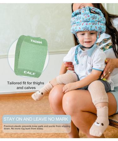 Anti-Slip Baby Knee Pads and Socks Set for Crawling and Walking (6-18 Months) | Toddler Socks with Grips and Knee Pads for Boys and Girls - Buy Online on GoSupps.com