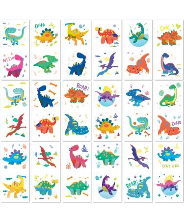 PapaKit Party Dinosaurs 36 Temporary Fake Tattoo Set  18 Individually Wrapped Sheets | Kids Girls & Boys Birthday Party Favor Gift Reward  Non-Toxic Food Grade Ingredients Safe Removable