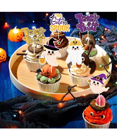 Halloween Cupcake Topper Halloween Baby Shower Cake Picks Little Ghost Too Cute to Spook Trick or Treat Halloween Birthday Party Decorations 24PCS - Buy Online on GoSupps.com