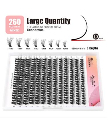 Buy Lashes Clusters 9-16mm C/D Curl Faux Mink - Soft Eyelash Extensions for DIY | Happy Heartbeat - Buy Online on GoSupps.com