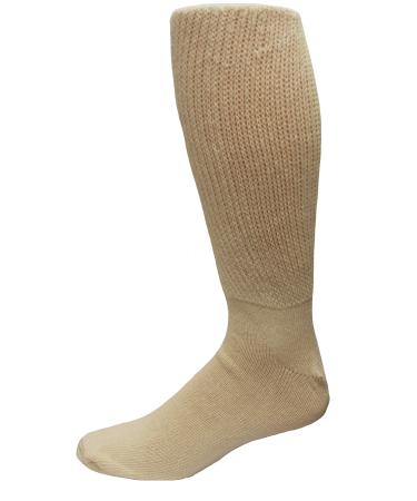 Foot Galaxy Diabetic Socks 6 Pair Pack Men Size 12-15 Natural