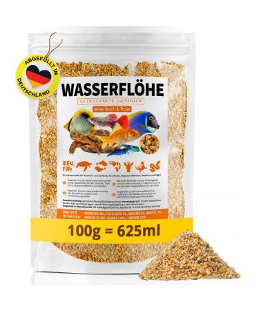 Water fleas dried 625ml (corresponds to 100g) decorative fish fodder aquarium daphnia fish feed aquarium decorative feed for fish 100 g (1 Pack)