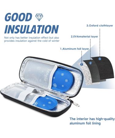 Youshares Insulin Cooling Bag - TSA Portable EVA Pack for Insulin Pens & Diabetes Accessories | Travel-Friendly Diabetic Bag with 2 Nylon Frock Battery (Black) - Buy Online on GoSupps.com