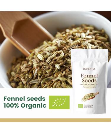 Fennel Seeds Organic 200g (100 Cups) | Organic Fennel Tea Herbal Tea and Digestive Tea REPLANTEA - Buy Online on GoSupps.com