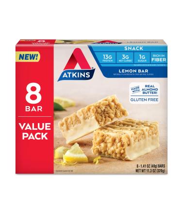 Atkins Atkins Gluten Free Snack bar, Lemon bar, Keto Friendly, 8 Count (Value Pack) Lemon 8 Count (Pack of 1)